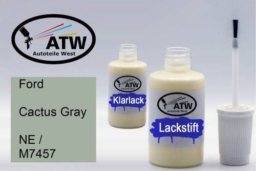 Ford, Cactus Gray, NE / M7457: 20ml Lackstift + 20ml Klarlack - Set, von ATW Autoteile West.